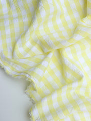 Load image into Gallery viewer, Yellow &amp; White Check Textured Cotton Shirting | Designer Deadstock