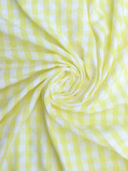 Load image into Gallery viewer, Yellow &amp; White Check Textured Cotton Shirting | Designer Deadstock