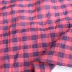 Load image into Gallery viewer, Coral &amp; Navy Gingham Textured Cotton Shirting | Designer Deadstock
