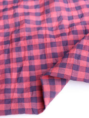 Load image into Gallery viewer, Coral &amp; Navy Gingham Textured Cotton Shirting | Designer Deadstock