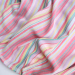 Load image into Gallery viewer, Bubblegum/Teal/Orchid Horizontal Stripe Cotton Shirting | Designer Deadstock
