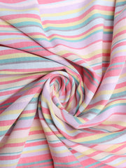 Load image into Gallery viewer, Bubblegum/Teal/Orchid Horizontal Stripe Cotton Shirting | Designer Deadstock