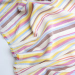 Load image into Gallery viewer, Brown/Yellow/Periwinkle Horizontal Stripe Cotton Shirting | Designer Deadstock
