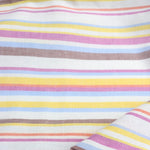 Load image into Gallery viewer, Brown/Yellow/Periwinkle Horizontal Stripe Cotton Shirting | Designer Deadstock
