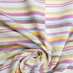 Load image into Gallery viewer, Brown/Yellow/Periwinkle Horizontal Stripe Cotton Shirting | Designer Deadstock
