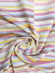 Load image into Gallery viewer, Brown/Yellow/Periwinkle Horizontal Stripe Cotton Shirting | Designer Deadstock