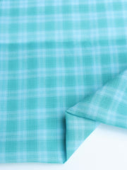 Load image into Gallery viewer, Turquoise Check Cotton Shirting | Designer Deadstock