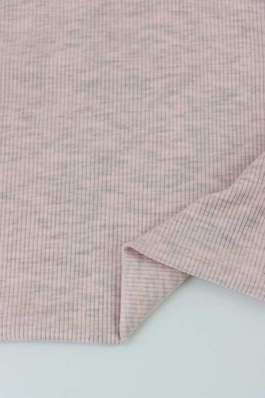 Light Heathered Pink 2x2 Tencel Spandex Rib Knit