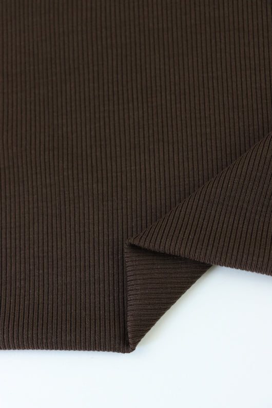 Chocolate Brown 2x2 Tencel Spandex Rib Knit