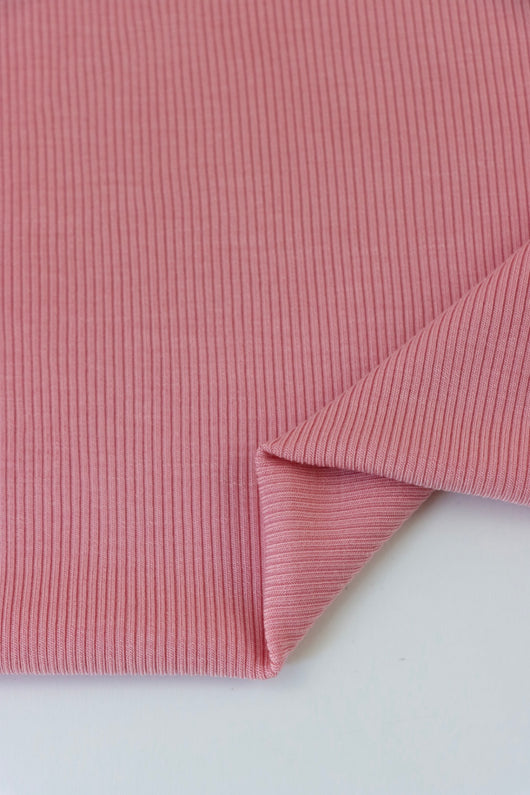 Rose Pink 2x2 Tencel Spandex Rib Knit