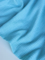 Load image into Gallery viewer, Fountain Blue &amp; Ivory Mini Gingham Handwoven Cotton