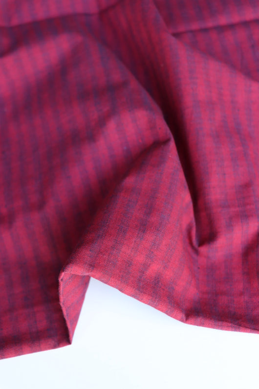 Cranberry & Bordeaux Vertical Stripe Handwoven Cotton