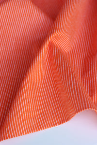 Blazing Orange & Ivory Vertical Pinstripe Handwoven Cotton