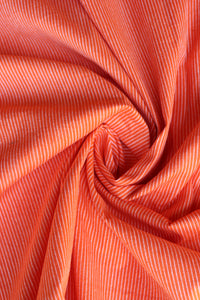Blazing Orange & Ivory Vertical Pinstripe Handwoven Cotton