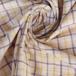Load image into Gallery viewer, Beige/Yellow/Plum Plaid Handwoven Cotton
