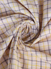 Load image into Gallery viewer, Beige/Yellow/Plum Plaid Handwoven Cotton