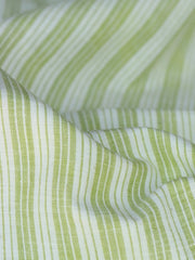 Load image into Gallery viewer, Green Apple &amp; Ivory Vertical Stripe Handwoven Cotton