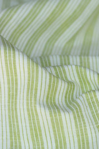 Green Apple & Ivory Vertical Stripe Handwoven Cotton