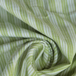 Load image into Gallery viewer, Green Apple &amp; Ivory Vertical Stripe Handwoven Cotton
