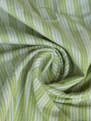 Load image into Gallery viewer, Green Apple &amp; Ivory Vertical Stripe Handwoven Cotton