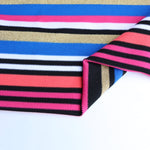 Load image into Gallery viewer, Blue/Fuchsia/Coral/Gold Striped Poly Spandex | Designer Deadstock

