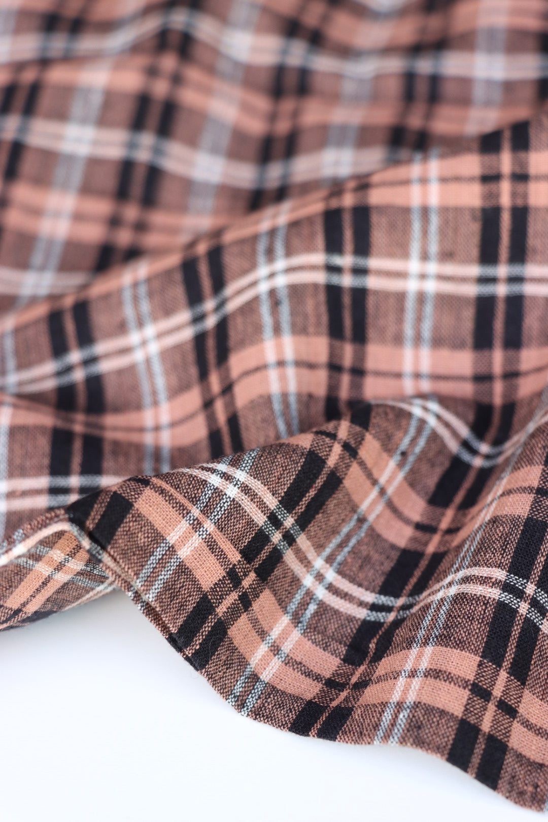 Black/Malt/Ivory Plaid Handwoven Cotton | Surge Fabric Shop