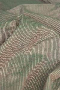 Iridescent Moss & Ivory Vertical Pinstripe Handwoven Lightweight Cotton