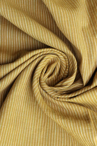 1YD 8IN REMNANT; Golden Ochre & Ivory Vertical Pinstripe Handwoven Lightweight Cotton