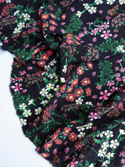 Load image into Gallery viewer, Flower Garden on Black Rayon Crepon
