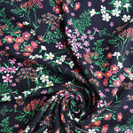 Load image into Gallery viewer, Flower Garden on Black Rayon Crepon
