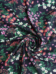 Load image into Gallery viewer, Flower Garden on Black Rayon Crepon