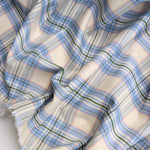 Load image into Gallery viewer, Blue/Pink Plaid Stretch Twill
