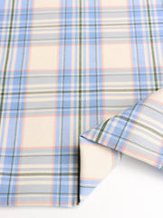 Load image into Gallery viewer, Blue/Pink Plaid Stretch Twill
