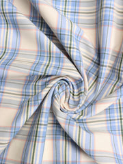 Load image into Gallery viewer, Blue/Pink Plaid Stretch Twill