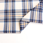 Load image into Gallery viewer, Navy/Mustard Plaid Stretch Twill
