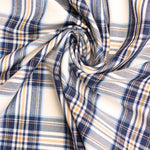 Load image into Gallery viewer, Navy/Mustard Plaid Stretch Twill
