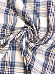 Load image into Gallery viewer, Navy/Mustard Plaid Stretch Twill
