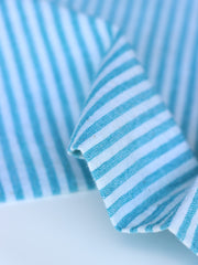 Load image into Gallery viewer, Belize Blue &amp; Ivory Vertical Stripe Handwoven Cotton