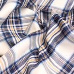 Load image into Gallery viewer, Navy/Mustard Plaid Stretch Twill
