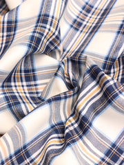 Load image into Gallery viewer, Navy/Mustard Plaid Stretch Twill