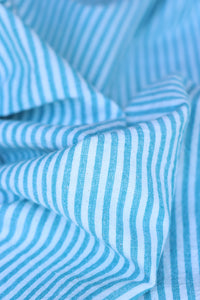 Belize Blue & Ivory Vertical Stripe Handwoven Cotton