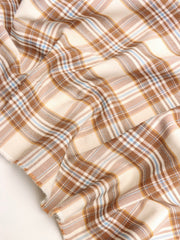 Load image into Gallery viewer, Bronze/Sky Plaid Stretch Twill