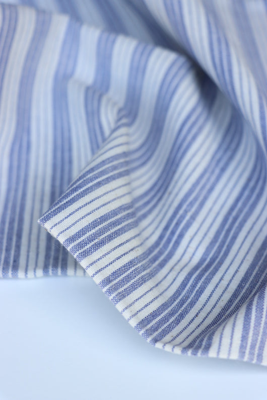 Denim & Ivory Vertical Stripe Handwoven Cotton