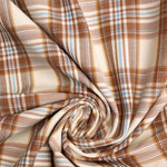 Load image into Gallery viewer, Bronze/Sky Plaid Stretch Twill
