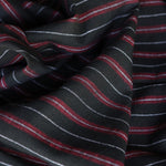 Load image into Gallery viewer, Black/Cherry/White Horizontal Stripe Heavyweight Handwoven Cotton &amp; Khadi
