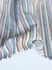 Load image into Gallery viewer, Ivory/Blue/Pink/Gray Vertical Stripe Handwoven Cotton &amp; Khadi