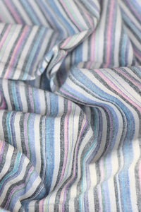 Ivory/Blue/Pink/Gray Vertical Stripe Handwoven Cotton & Khadi