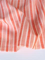 Load image into Gallery viewer, Orange &amp; White Vertical Stripe Handwoven Cotton &amp; Khadi