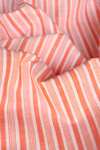 Orange & White Vertical Stripe Handwoven Cotton & Khadi