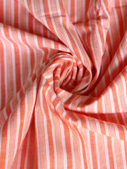 Load image into Gallery viewer, Orange &amp; White Vertical Stripe Handwoven Cotton &amp; Khadi